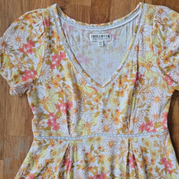 IDYLLWIND Sundress Small Butter Yellow Spring Floral - Picture 4 of 9